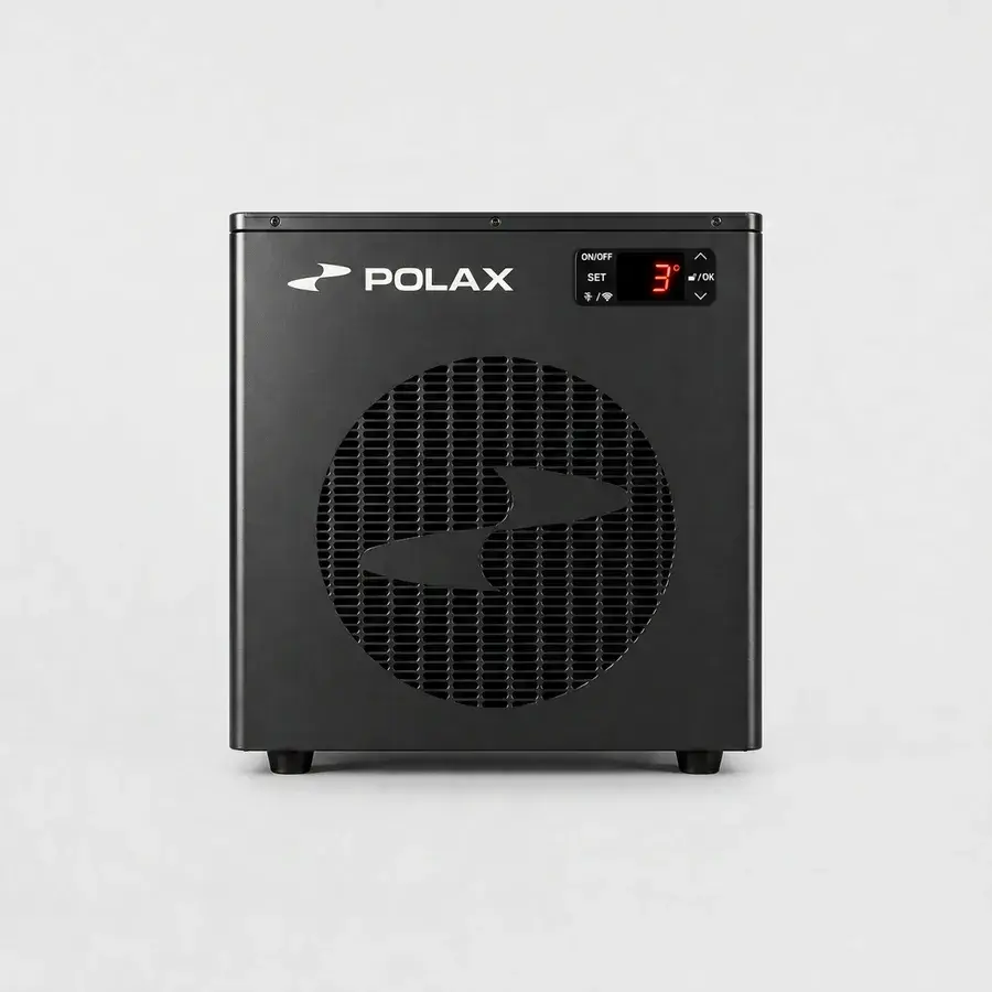 Polax Compact Køler Filter+ i sort med ventilatorgitter og lille display