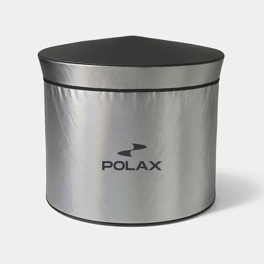 Sølvfarvet cylinderformet UV-cover til isbad fra Polax